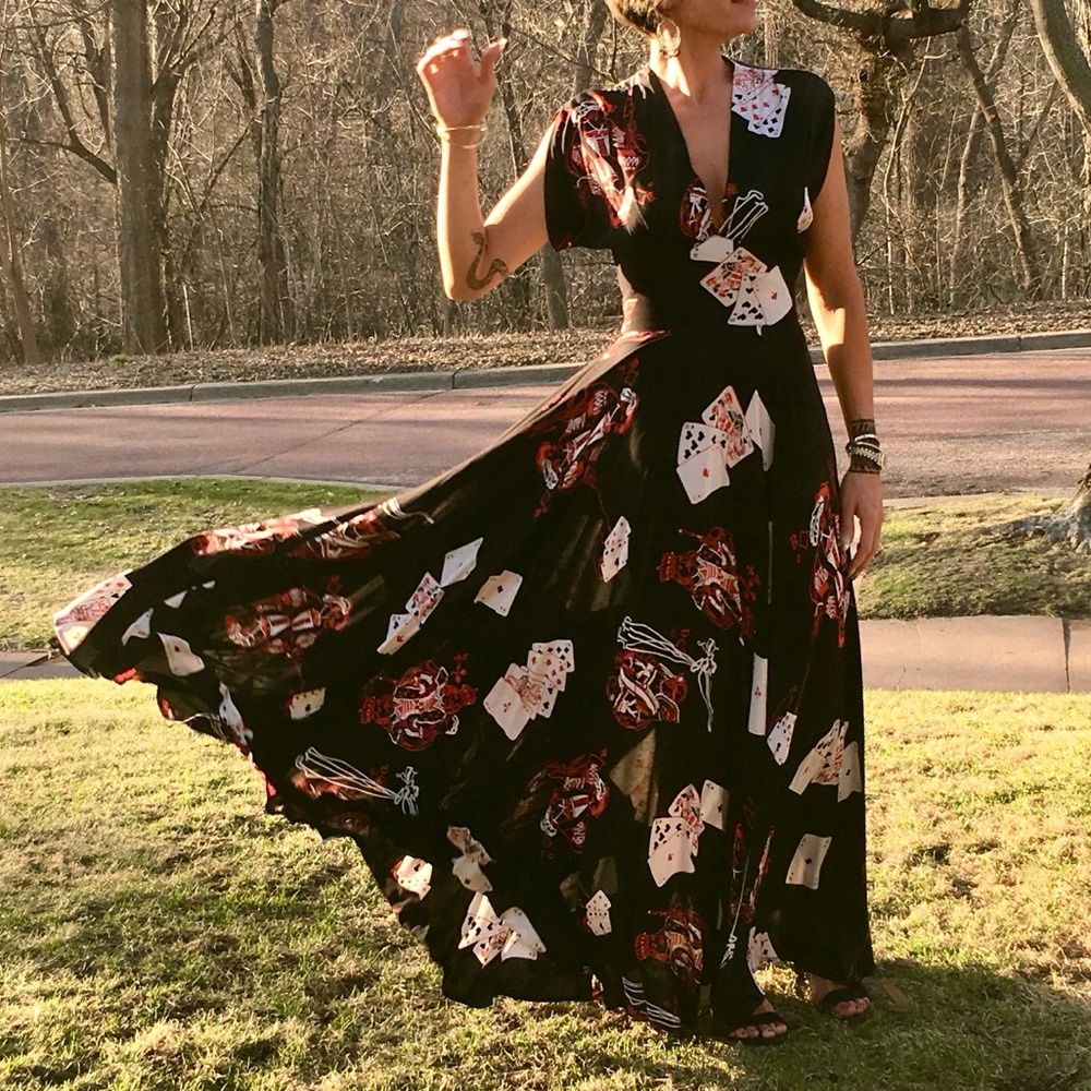 Trashy Diva Queen of Hearts crepe-de-chine maxi dress Size 4